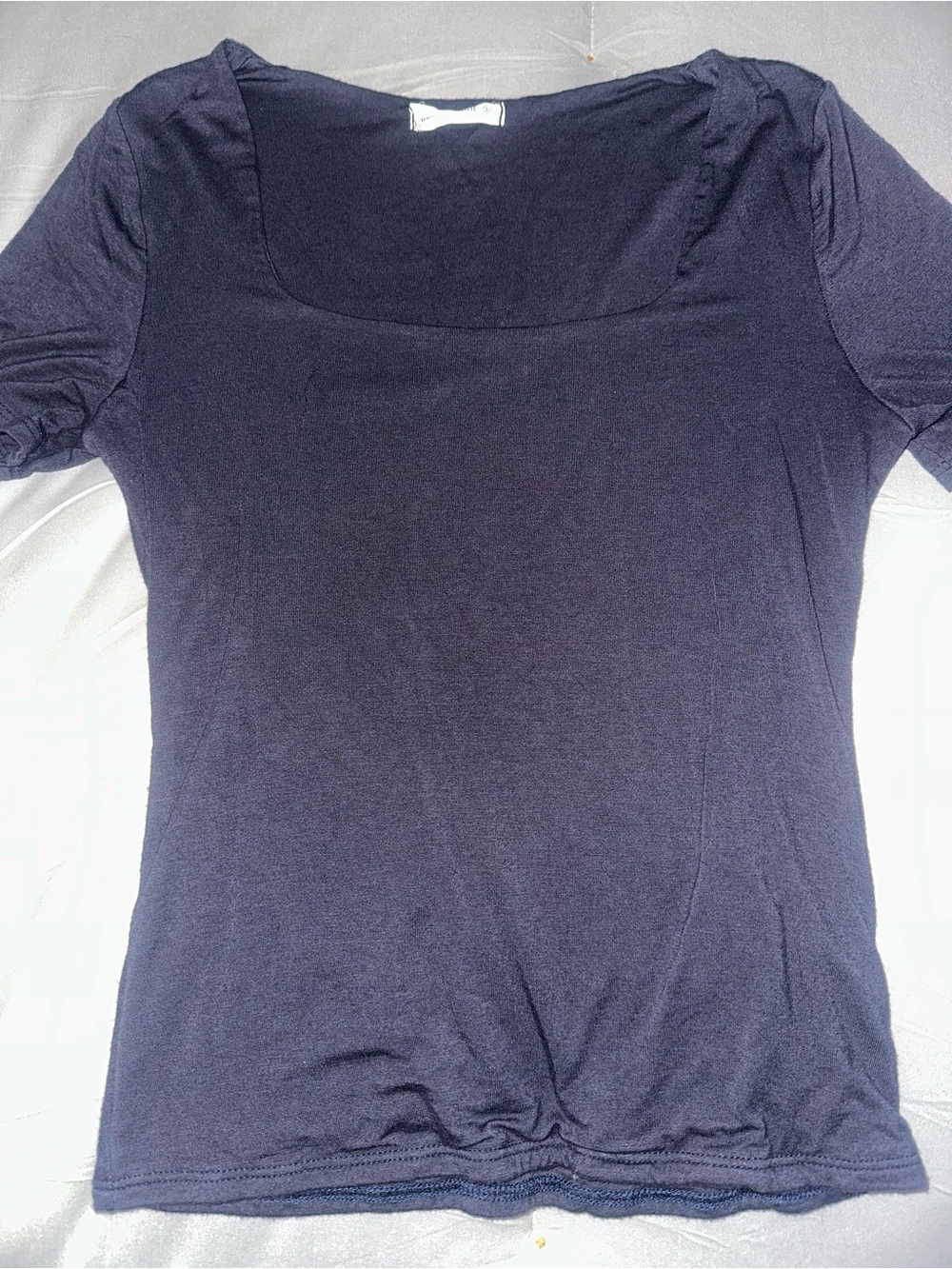 Wasabi + Mint Women’s Navy Scoop Neck Double Lined Short Sleeve Top - Small